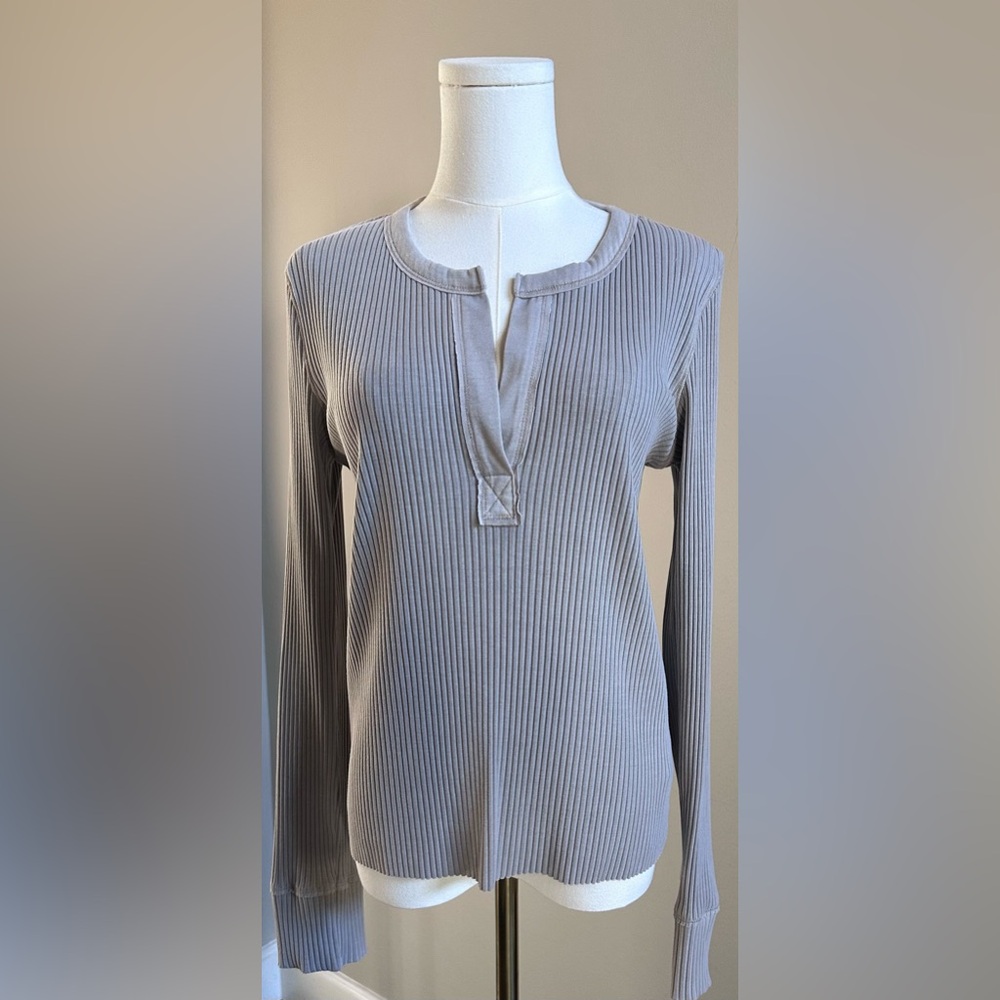 AERIE Ribbed Long Sleeve Tee Taupe